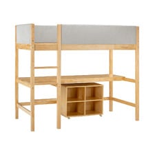 Elle Pine Wood Single Loft Bed with Desk
