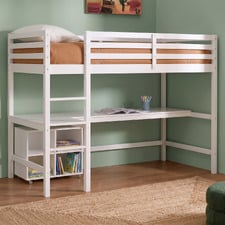 Hazel Pine Wood Single Loft Bed with Desk