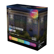 576 Rainbow LED Christmas Curtain Lights