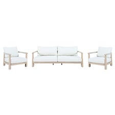 6 Seater Crescent Eucalyptus Wood Outdoor Lounge Set