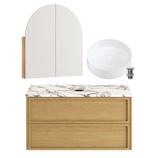Viola-Look 900mm Wall Hung Vanity with Basin & Arch Shaving Cabinet Package