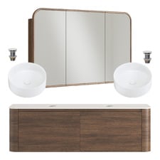 Boyd 1500mm Walnut Wall Hung Vanity with Basin & Rectangular Shaving Cabinet Package