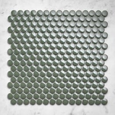 Kai Gloss Green Penny Round Porcelain Mosaic Tile