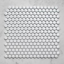 Kai Gloss White Penny Round Porcelain Mosaic Tile