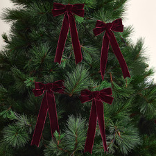 Long Velvet Bow Christmas Tree Clips (Set of 4)