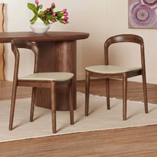 Monk Solid Beech Wood & Faux Leather Dining Chairs (Set of 2)