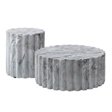 Flora Marble-look Outdoor Side & Coffee Table Set