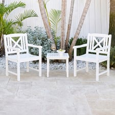 2 Seater White Santa Cruz Outdoor Bistro Set