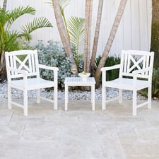 2 Seater White Santa Cruz Outdoor Bistro Set
