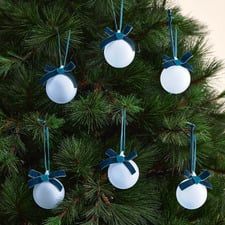 Set of 6 Velvet Bow Glass Baubles