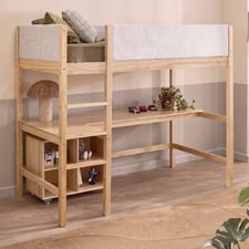 Elle Pine Wood Single Loft Bed with Desk