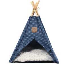 Navy Woven Spot Pet Tent