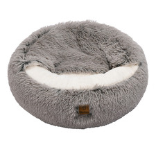 Snookie Hooded Donut Faux Chinchilla Dog Bed