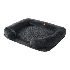 Shaggy Faux Fur & Memory Foam Bolster Dog Sofa Bed
