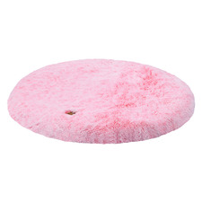 Ombre Pink Shaggy Faux Fur Round Dog Bed