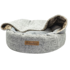 Snookie Hooded Faux Linen Snuggle Dog Bed