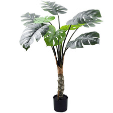 120cm Potted Faux Green Single Monstera Plant