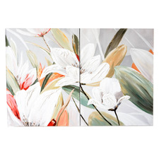 White Lilly Stretched Canvas Wall Art Diptych