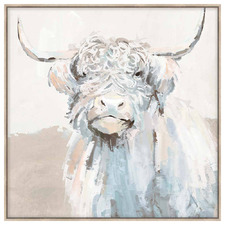 Pastel Highland Cow Framed Canvas Wall Art