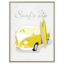 Yellow Surf's Up Framed Canvas Wall Art