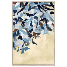 Azure Leaves Framed Canvas Wall Art