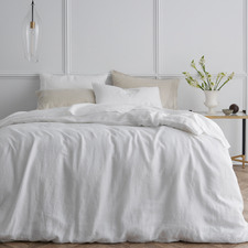 White Triemes French Flax Linen Quilt Cover Set