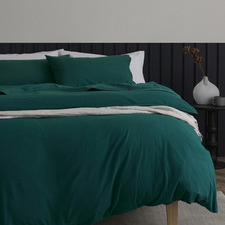 Emerald Green Glauci Organic Cotton Flannelette Quilt Cover Set