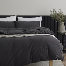 Charcoal Glauci Organic Cotton Flannelette Quilt Cover Set