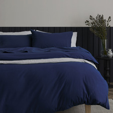 Navy Blue Glauci Organic Cotton Flannelette Quilt Cover Set