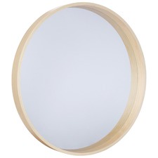 Round Light Wood Mirror