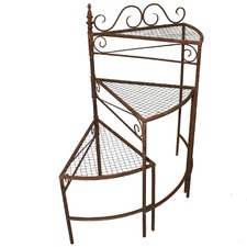 Rust 3 Level Scroll Design Plant Stand