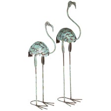 2 Piece Rust Finish Flamingo Decor Set (Set of 2)