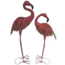 2 Piece Metal Flamingo Set