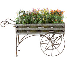 Rust Wash Iron Flower Cart