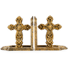 Antique Gold Iron Cross Bookends (Set of 2)
