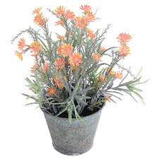 25cm Potted Faux Orange Chrysanthemum Plant