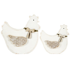 2 Piece Shabby Mum & Child Chook Ornament Set