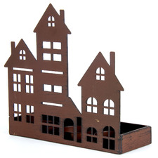House Silhouette 3 Slot Metal Candle Holder