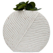White Curved Textured Vase