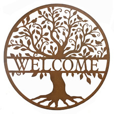 Round Welcome Tree of Life Iron Wall Decor