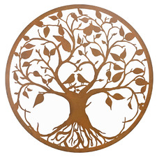 Round Tree of Life with Lovebirds Iron Wall Decor