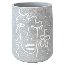 24cm Contemporary Line-Face Cement Plant Pot