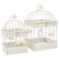 2 Piece Decorative Metal Bird Cage Set
