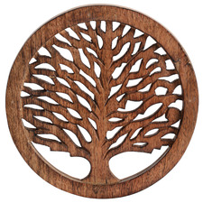Hand-Crafted Tree of Life Mango Wood Trivet