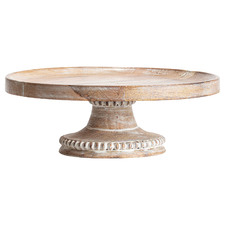 Hand-Crafted Beaded Mango Wood Cake Stand