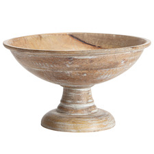 Hand-Crafted Mango Wood Footed Serving Bowl