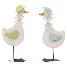 2 Piece Glamorous Ducks Statue Set
