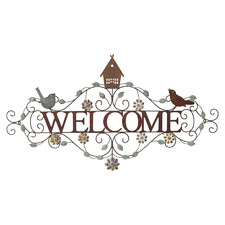 Colour Birds Welcome Iron Wall Plaque