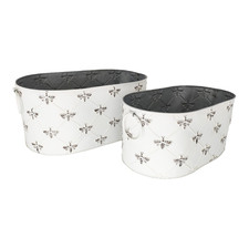 2 Piece Nested Bee Oval Planter Set