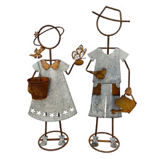 2 Piece Farm Kids Garden Statue Set